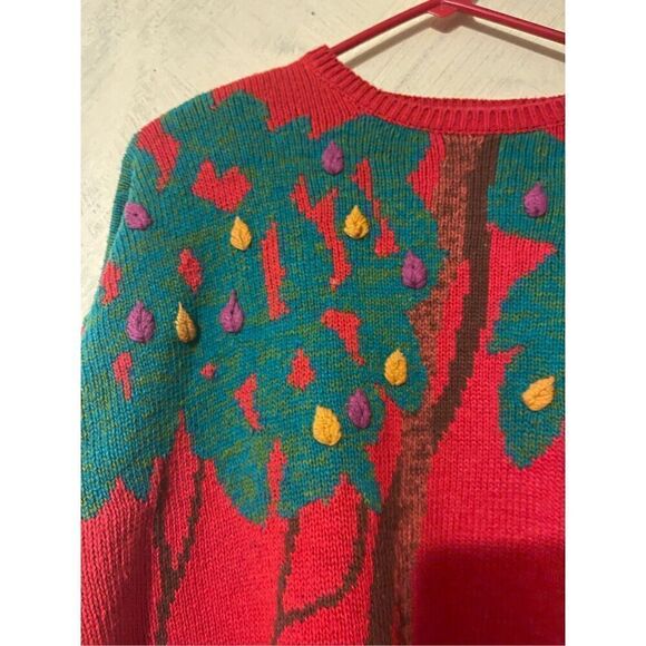 Vintage 90’s Deer Buck Scenic XL Sweater 3D Foilage - Picture 4 of 11